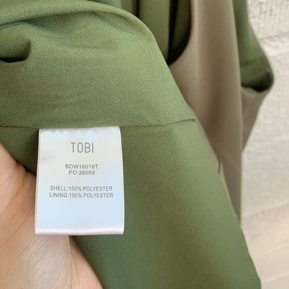 TOBI Women's Green Swing Dress Open Back Boho Olive A-line sz S - Picture 9 of 9